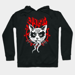 Black Metal Cat Ghost Superhero Cat Rock Band Parody Hoodie